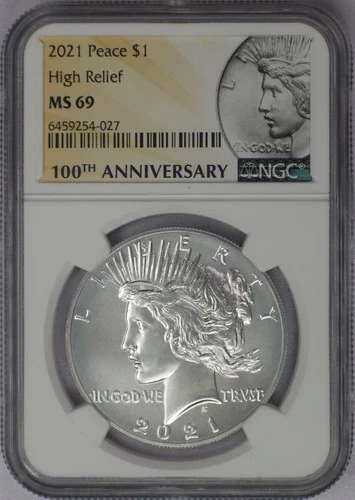 2021 High Relief Peace Dollar - NGC MS 69