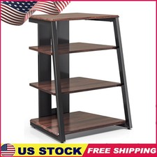 4-Tier AV Media Stand Record Player Corner Shelf Wooden Cabinet Adjustable New