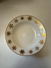 Gibson Celebration 8” Rim Soup Bowl w/ Gold Snowflake Rim