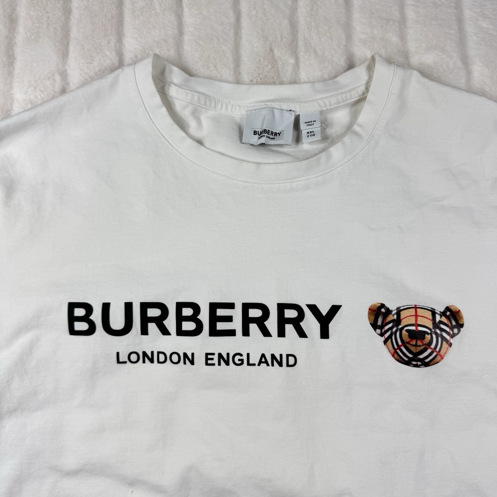Burberry London Thomas Bear Long Sleeve T-Shirt Men's 2XL* White Graphic Luxury thumbnail 13