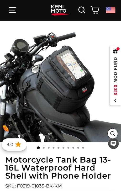 5.6L Motorcycle Hard Shell Waterproof Fuel Gas Tank Shoulder Bag Phone Window