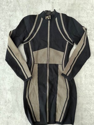 long sleeve dress plt Women's PLT Label Oyster Satin Long Sleeve Plunge Maxi Dress