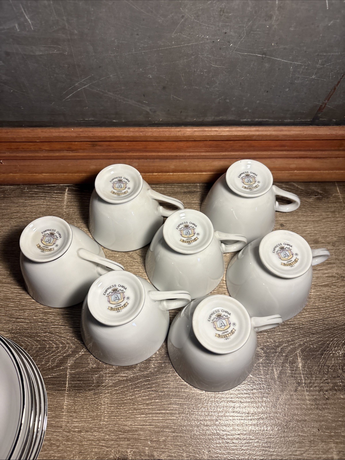 Empress China Rosetta Japan 1961 6oz- 7 Tea Cup 6 Saucer Plate Set Roses Pink J1