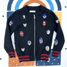Stella McCartney Wool Blend Kids Bomber Jacket Robots Chest 32in/80cm *READ SIZE