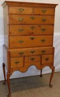 18th Century New England Maple 2 Part Queen Anne Highboy