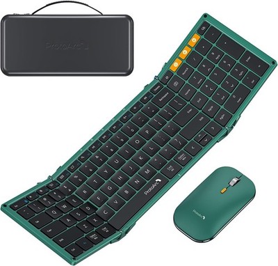 ProtoArc XKM01 Foldable Wireless Keyboard and Mouse Combo Green for Laptop- OB