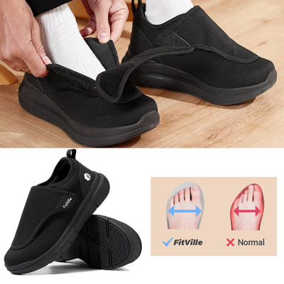 FitVille Diabetic Shoes Men Extra Wide Slip-On Shoes Swollen Feet Pain Relief