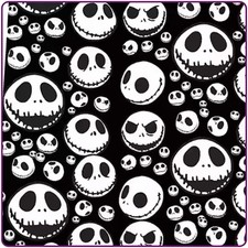 NIGHTMARE BEFORE CHRISTMAS COTTON FABRIC REMNANTS REVERSED JACK FACES FREE SHIP