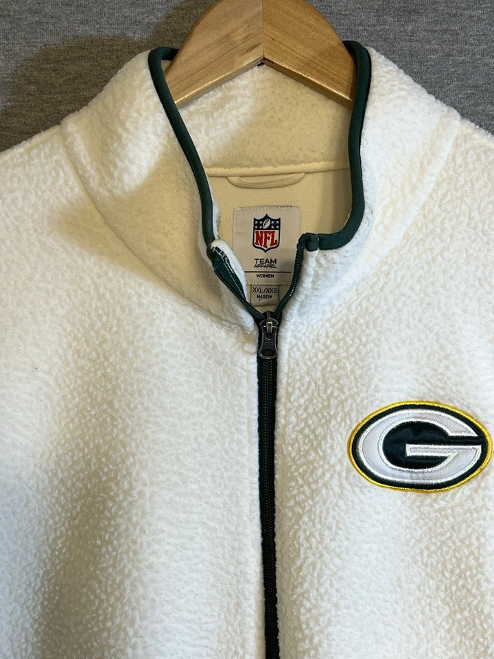 Suéter Green Bay Packers Manga Larga Cremallera Completa Vellón XXL NFL Para Mujer’s Foto 2 de 4