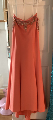 EUC orange TERANI couture gown 6 excellent strapless