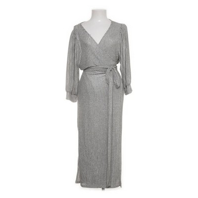 Lindex, Wickelkleid, Größe: M, Grau, Elasthan/Polyester, Rippenstrick #EEh