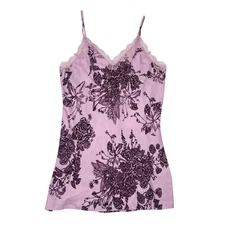 Victorias Secret Slip Dress Size Large Pink Purple Floral Lacey Trim Intimates