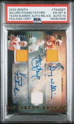 2023 8/50 STEVE YOUNG NUMBER MATCH DOUG WILLIAMS VINNY TESTAVERDE PSA 6 AUTO 10