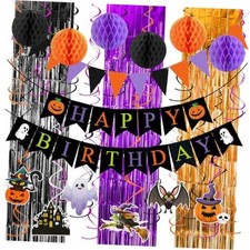 Party Decor Pack, Happy Birthday Banner Pumpkin Bat Ghost Halloween Birthday