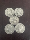 Washington Quarter Lot of 5 - 1941 X 3 1945 1946 S 1947 D 90% Silver