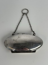 Antique 1919 Birmingham English Sterling Silver Oval Chatelain Coin Purse