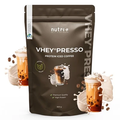 NUTRI-PLUS Protein Kaffee Vegan Vanille, Schoko - nutri+ Instant Eiweiß Pulver mit Koffein