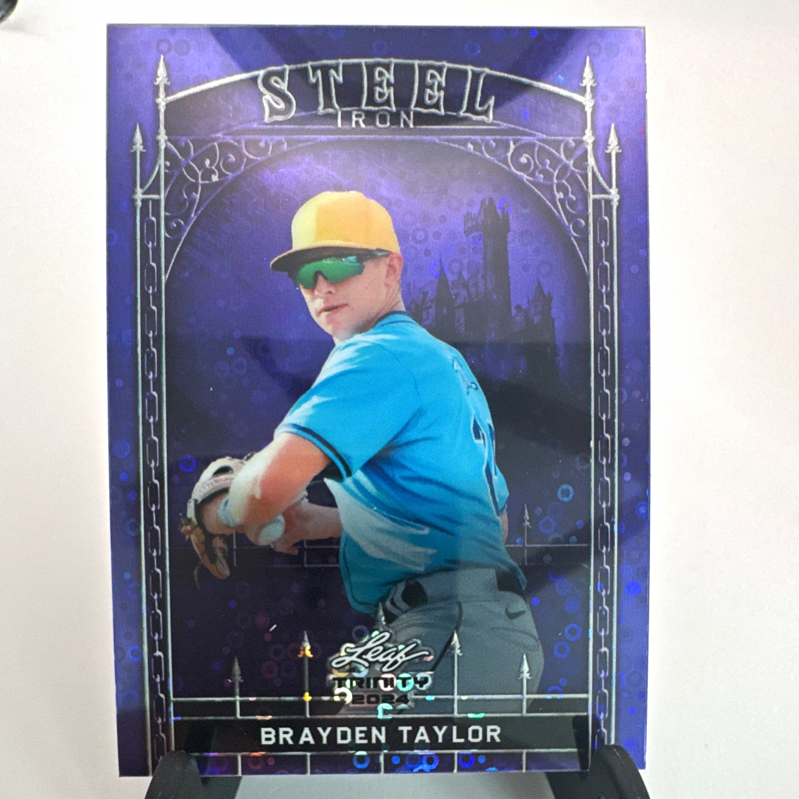 Leaf Trinity Mega Box 2024 Brayden Taylor Rays Steel S-8 Iron Purple Dots 5/8