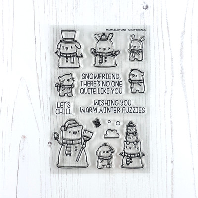 Mama Elephant - SNOW FRIENDS - 4x6 Stamp Set