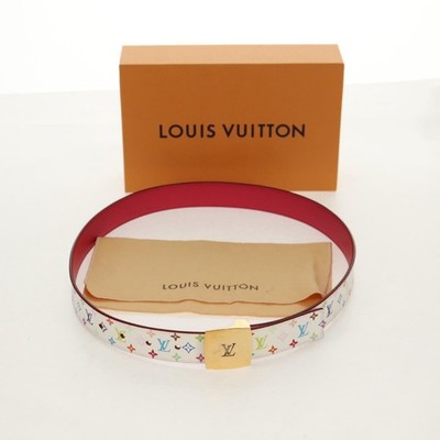 LOUIS VUITTON Multicolor Ceinture Carre Belt White M9682 LV  display picture 1