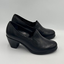 Dansko Black Leather Slip On Block Heel Shoes Women Size 36 Euro US 5.5-6