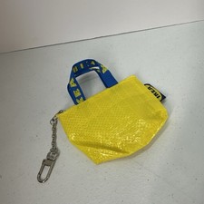 IKEA Bag Knolig Mini Zipper Coin Keychain Tote Key Yellow Purse Authentic VTG