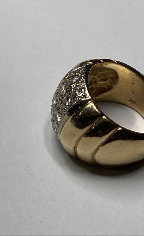 Solid 14K Gold Diamond Ribbed Size 5 Ring 12.7g - image 6