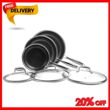 6-Piece Frying Pan Set, 8, 10 and 12 inch Frying Pans, Hybrid Nonstick 18/10 ...