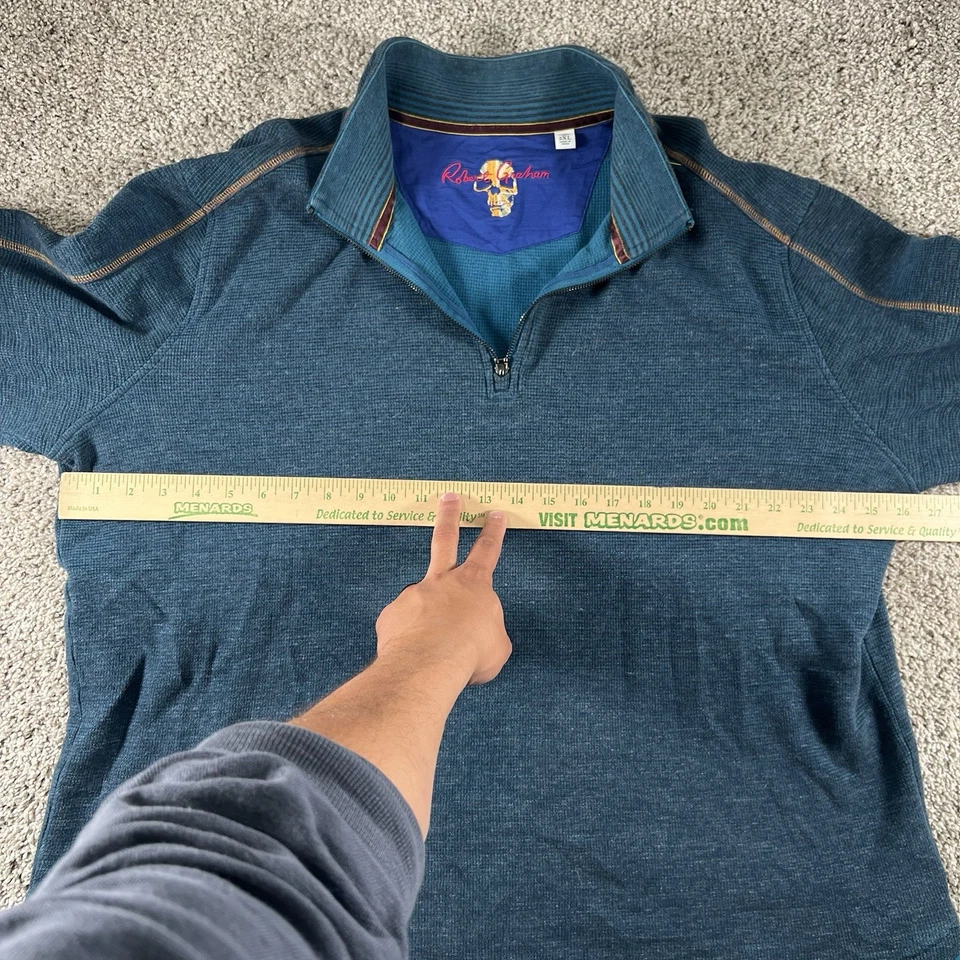 Suéter Robert Graham Para Hombres 2XL Calavera 1/4 Cremallera Tejido Waffle Pullover Manga Larga Foto 4 de 4