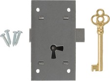 Steel Flush Mount Cabinet Door Lock with Key - 3" High x 1 3/4" Wide - Silver