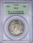 1942 Walking Liberty Half Dollar 50c PCGS MS63 OGH Old Green Holder
