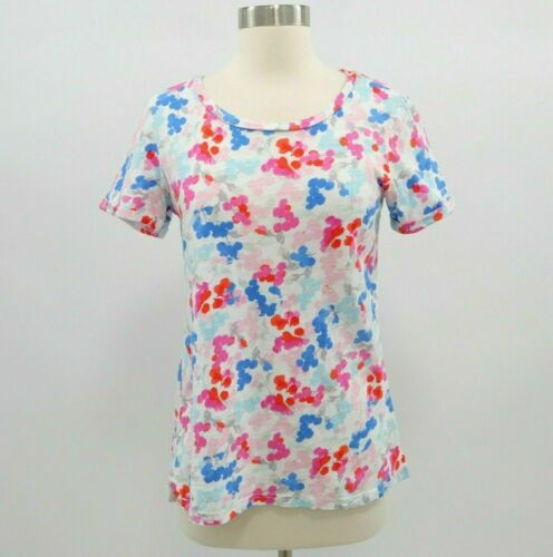 Joules T-Shirt Top Tee Womens 6 White Floral Pink… - image 1