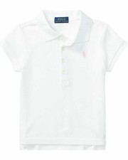Polo Ralph Lauren Girls Polo Shirt Short Sleeve White With Pink Pony Logo NEW