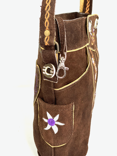 Damen Handtasche Trachtentasche Dirndl Taschen Trachten ECHT LEDER / Dunkelbraun - Bild 5 von 5