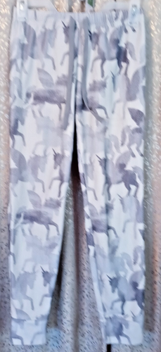 Justice Girl's Winged Unicorn Shades Of Grey Print Activewear Pants Size 12