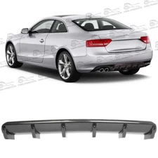 Rear Lower Bumper Lip Diffuser 6Fins Carbon Style  For Audi A3 A4 A5 A6 S3 S4