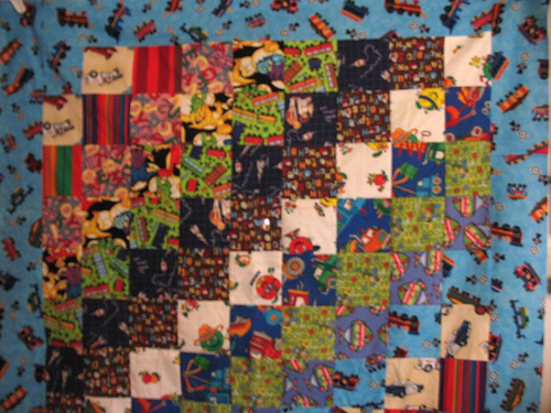 Baby Boy QUILT TOP homemade 44x58" Ready for u to FINISH SCRAPY TRIP METHOD 1/ - Picture 5 of 11