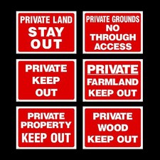 Private Property / Wood / Grounds / Farmland - Plastic Sign / Sticker / Metal