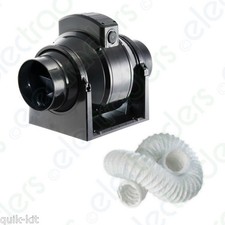Manrose MF100T In-Line Extractor Fan with Timer 100mm/4" + 3m Flexible Ducting