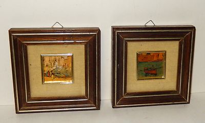 TWO PIECE DIPINTO A MANO SU FOGLIA ORO GOLD LEAF PAINTINGS | eBay