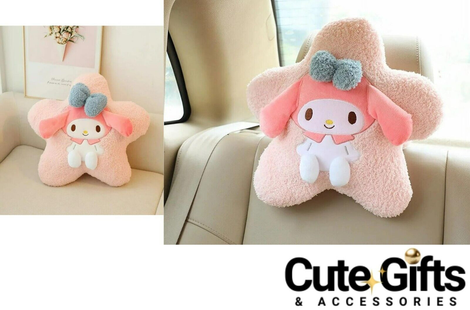 Cute Cartoon Car Headrest | My Melody Kuromi Pochacco Neck Rest | Soft Travel