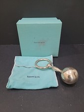 Tiffany Co Sterling Silver Barbell Teething Rattle w/Pouch and Box Pre-owned