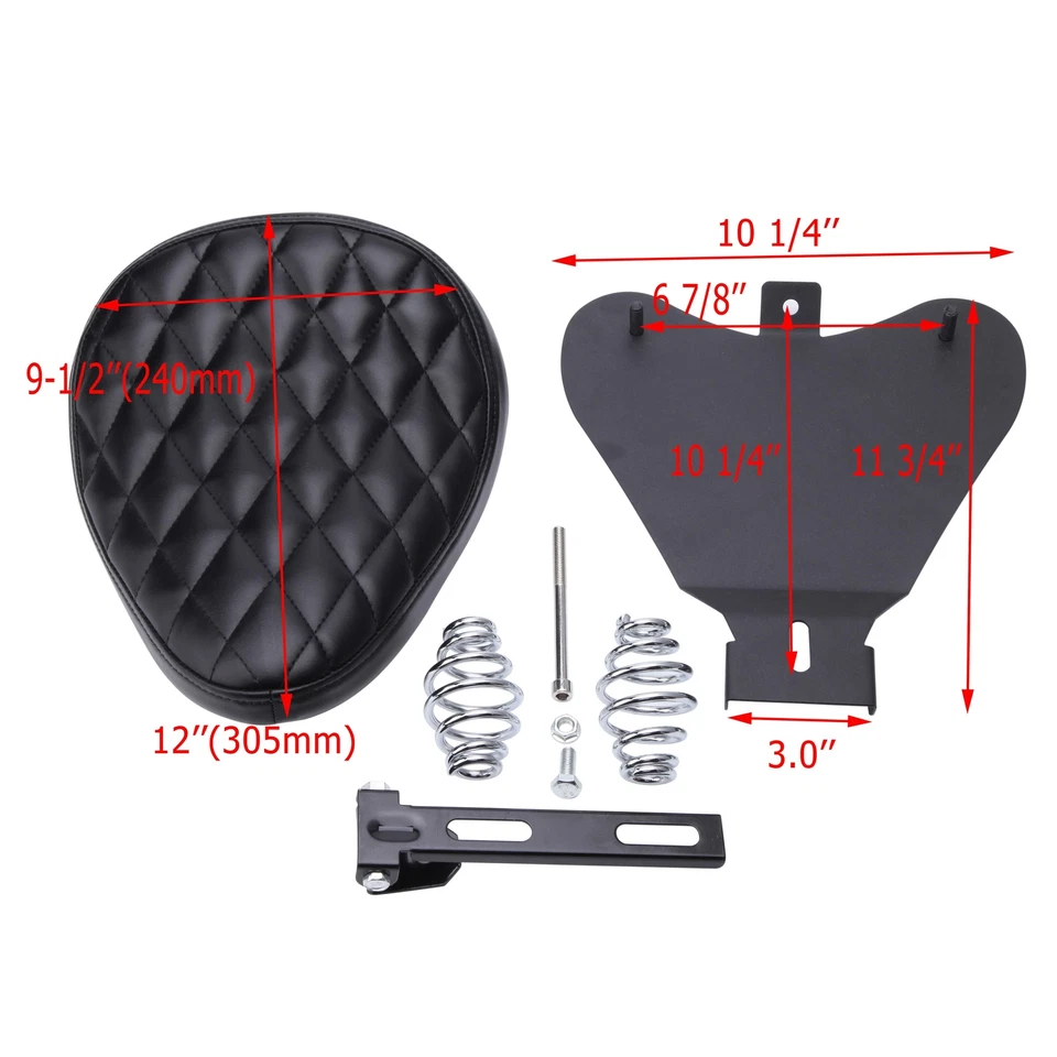 Soporte de resorte de asiento negro Bobber Solo para motocicleta para Harley Sportster Iron 883 Foto 4 de 4