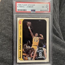 1986 Fleer Kareem Abdul-Jabbar Sticker PSA 6 Lakers #1