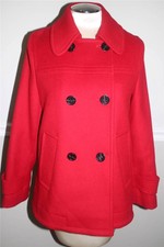 Hunter Boot Red Wool Lined Pea Coat Jacket Size 8 (co300)