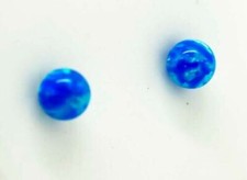 GENUINE 0.88 Cts BLUE OPAL STUD EARRINGS 14k YELLOW GOLD - New With Tag