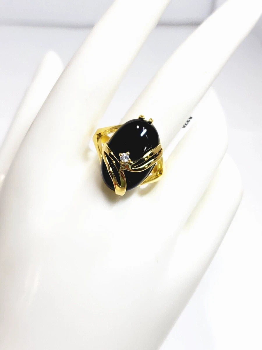Palm Beach Jewelry By SETA Oval Shaped Onyx Crystal Accent