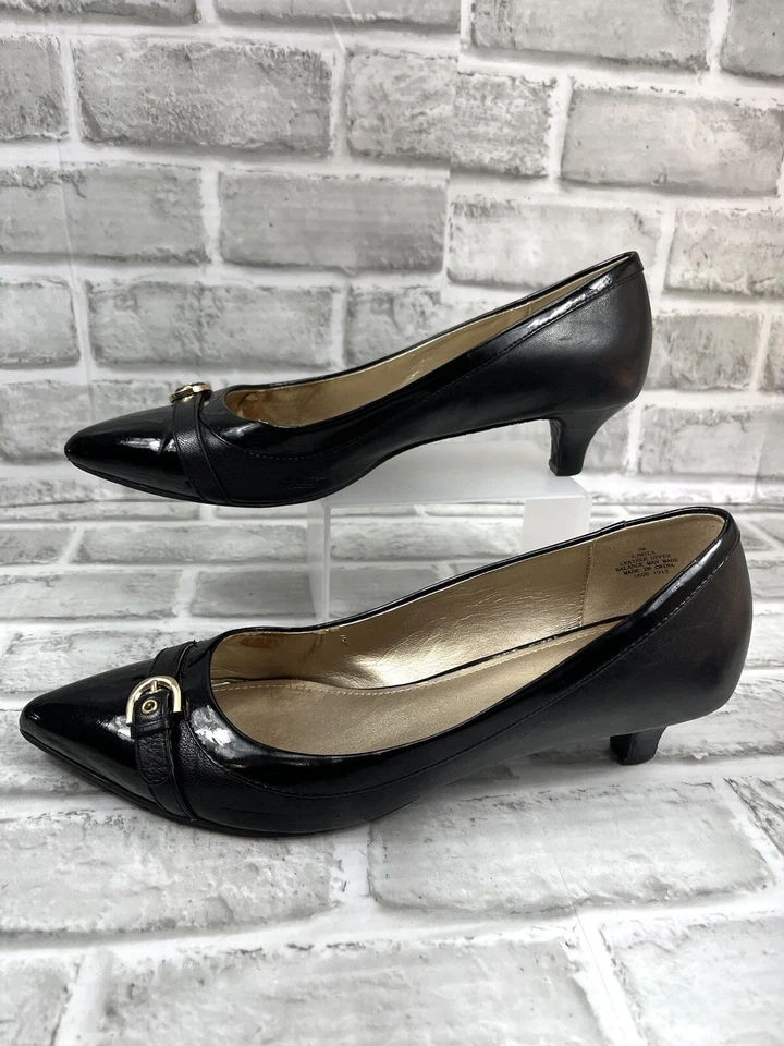 Joan and David CJMYLA Women's 9 Black Patent Leather Kitten Heel Dress Pumps - Image 3 of 4