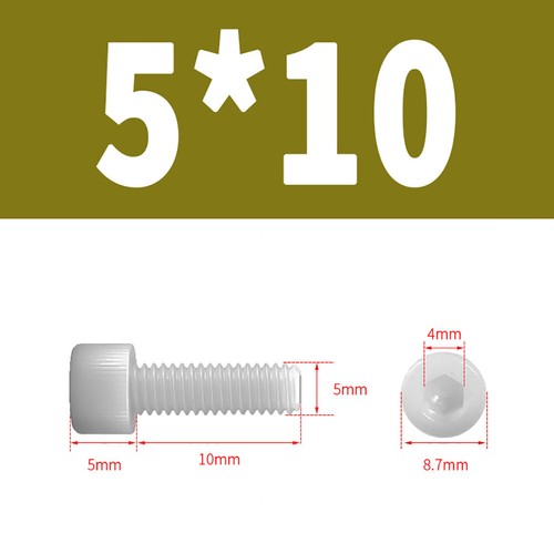 Kunststoff Zylinderschrauben Innensechskant Weiß Nylon DIN 912 M3 M4 M5 Bis M12 - Bild 26 von 82