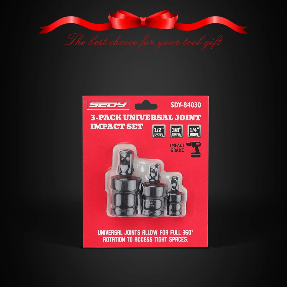 3pc Impact Universal Swivel Socket Set 3/8" 1/4" 1/2" Drive U-Joint 360 Degree - Image 3 of 4